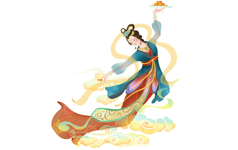 中秋节中国风人物插画-仙女