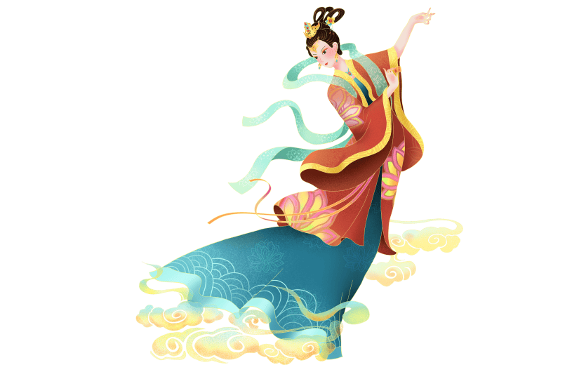 中秋节中国风人物插画-仙女