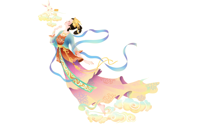 中秋节中国风人物插画-仙女