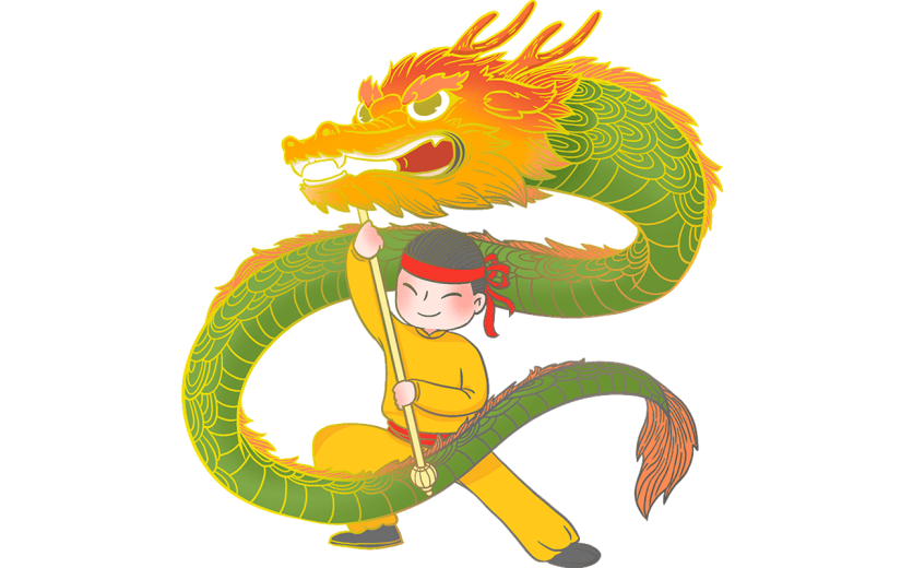 元宵节中国风人物插画-舞龙