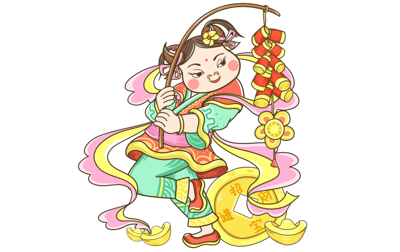 中国风人物插画-牛