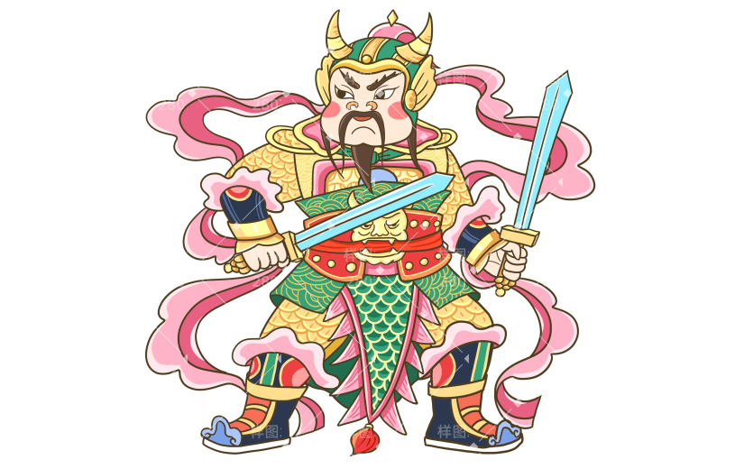 中国风人物插画-门神