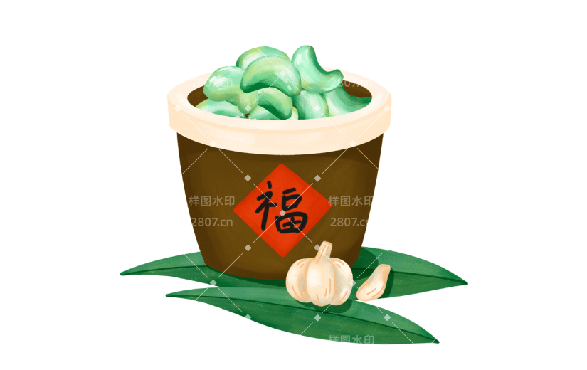 腊八节手绘插画-腊八蒜