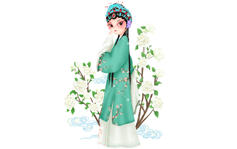 中国风人物传统插画-京剧