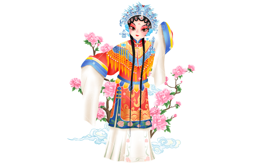 中国风人物传统插画-京剧