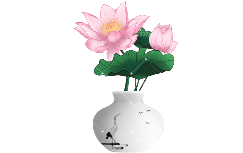 家家居生活植物主题插画-荷花.