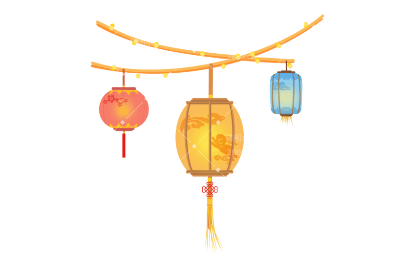 中秋节中国风插画-灯笼