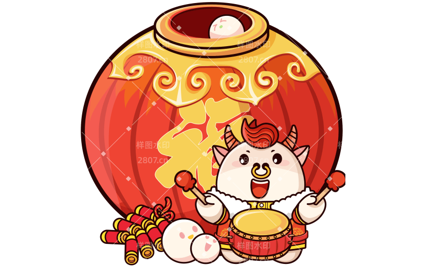 卡通风春节插画-灯笼