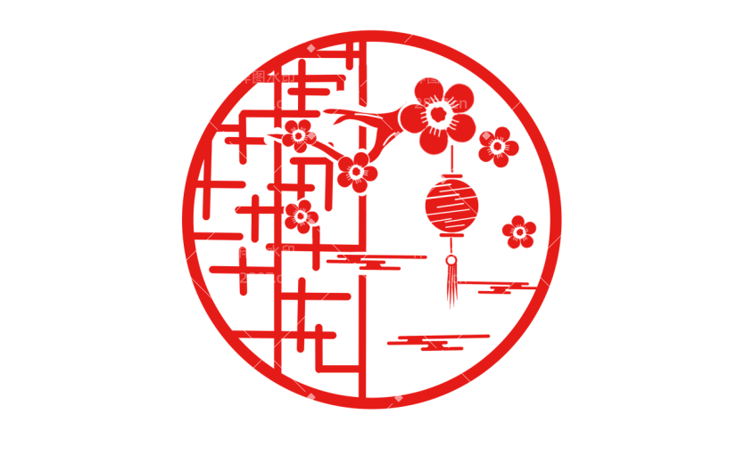 春节手绘卡通风插画-窗花