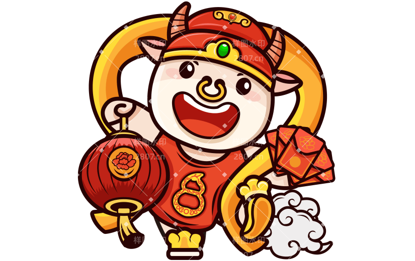 可爱卡通风新年插画-童子