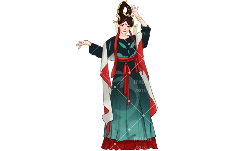 中国风人物手绘系列-敦煌舞