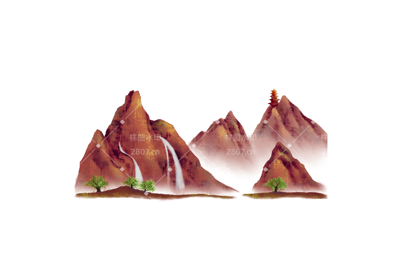古风山水背景插画素材