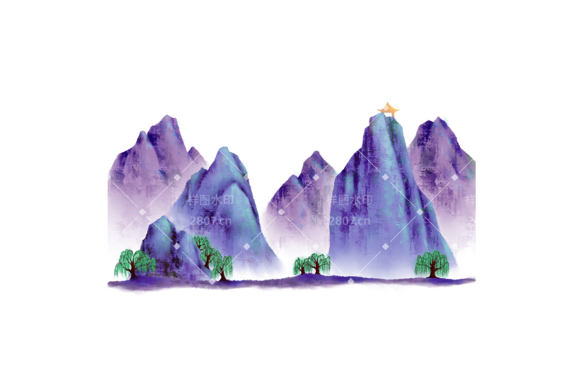 古风山水背景插画素材