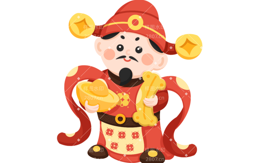 春节卡通角色元素贴纸-财神