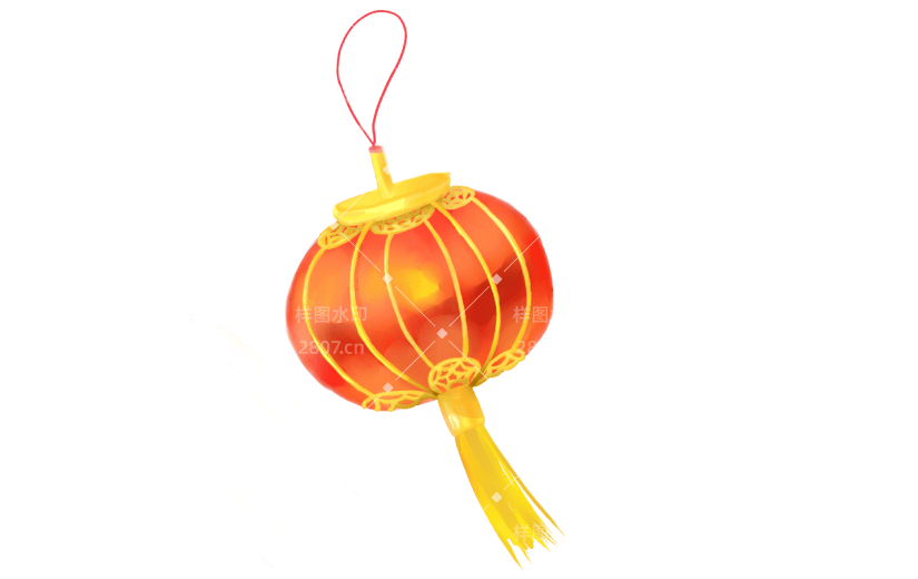 手绘春节元素插画-灯笼