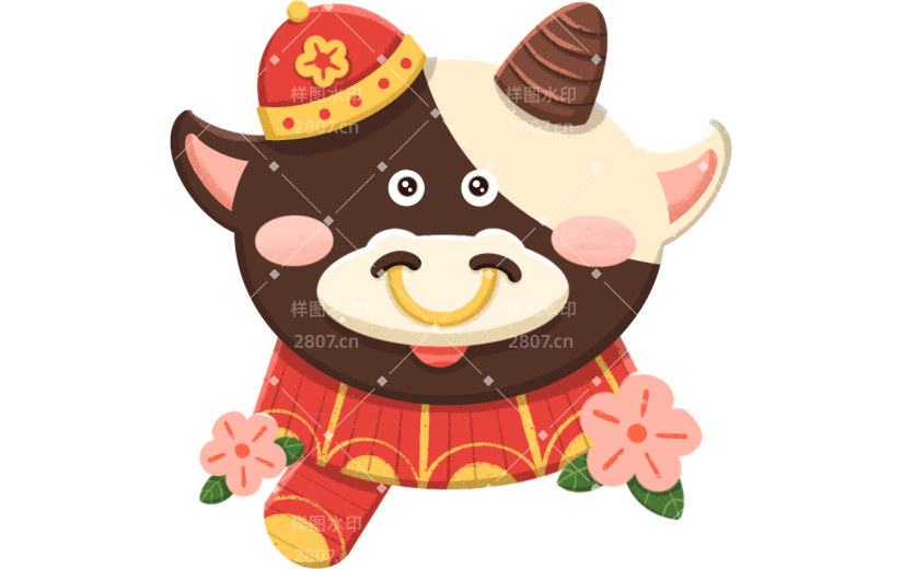 插画素材-春节可爱牛年贴纸