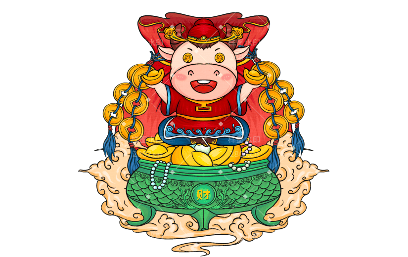春节国潮风插画-财神
