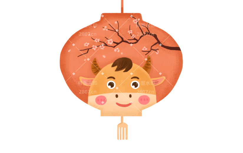 春节手绘卡通插画-灯笼