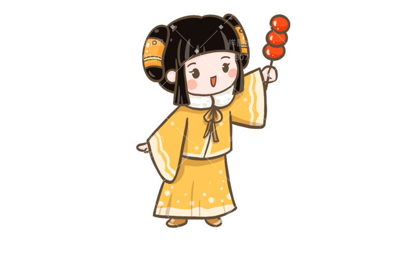新年手绘人物插画-小女孩