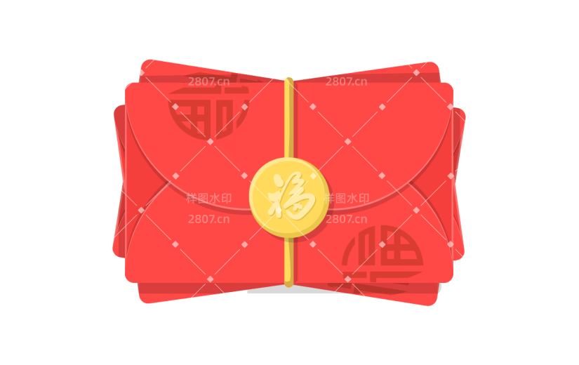 春节红包元素矢量插画-红包