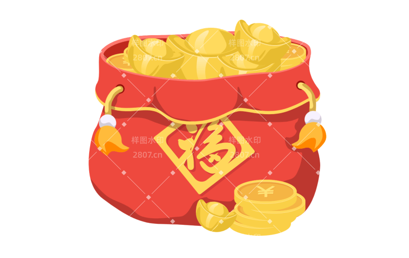 春节红包元素矢量插画-元宝