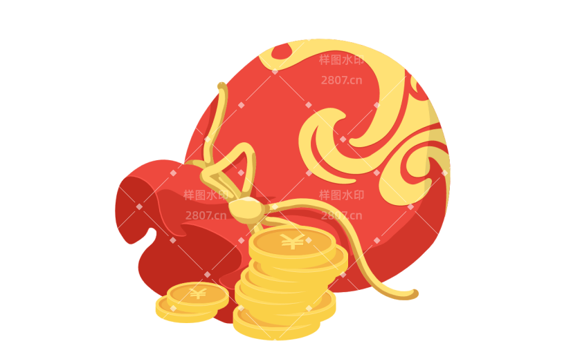 春节红包元素矢量插画-金币