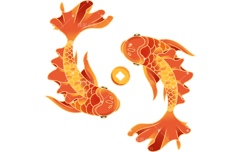 春节节日主题贴纸-鲤鱼