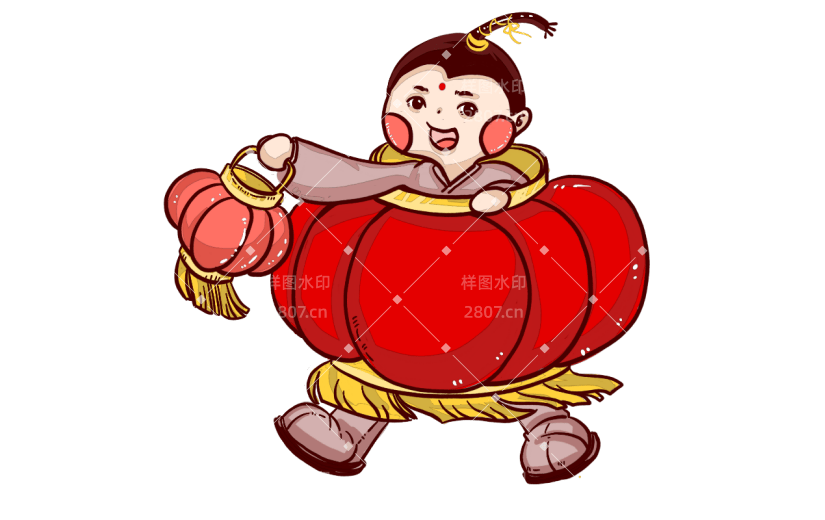 春节中国风福娃元素主题-灯笼