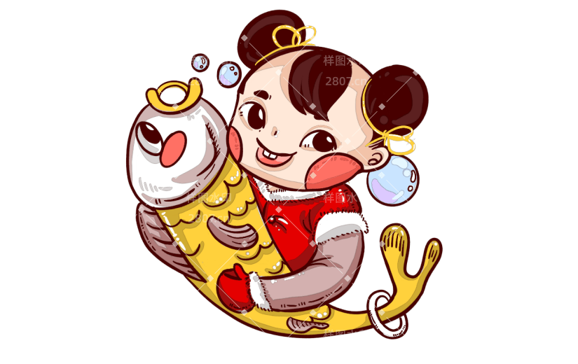 春节中国风福娃元素主题 -鲤鱼