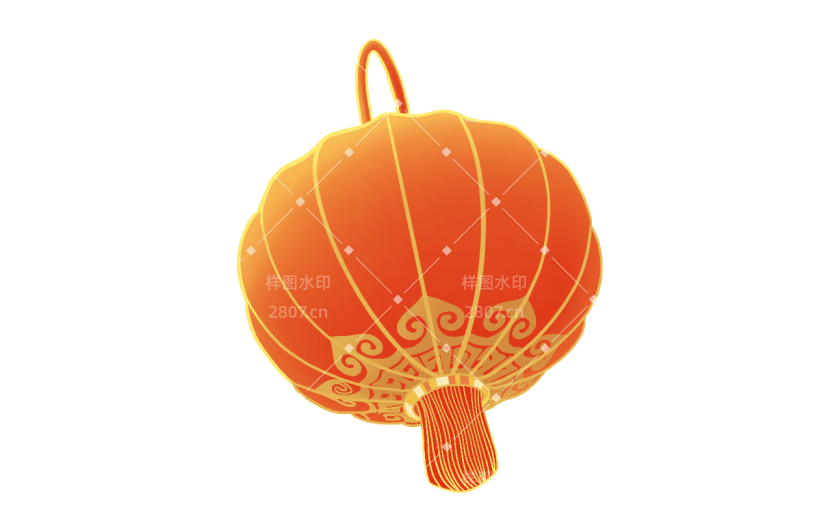 国潮风灯笼贴纸-灯笼