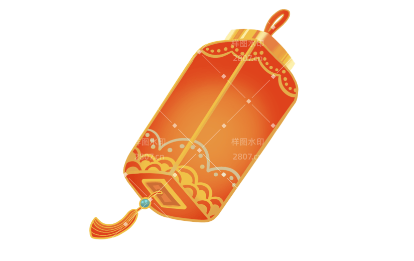 国潮风灯笼贴纸-灯笼