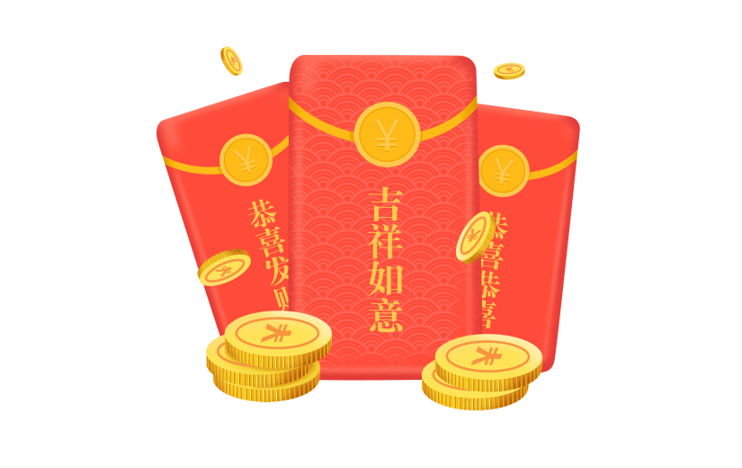 伪C4D新年主题贴纸-红包