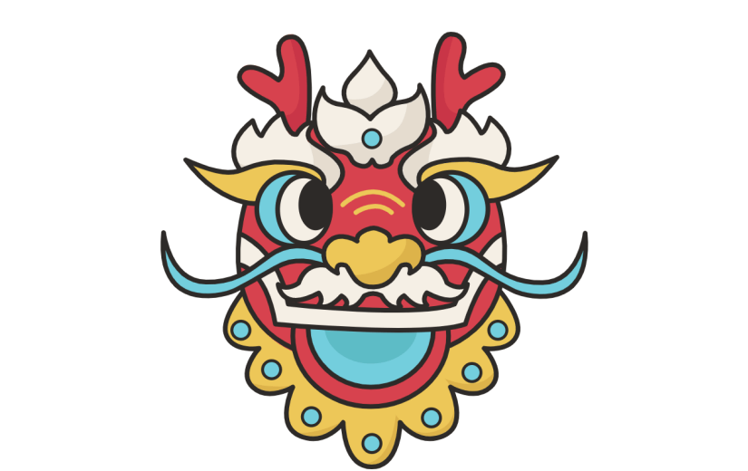 矢量描边风贴纸-龙