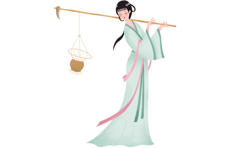 中国风人物主题元素-绿色人物