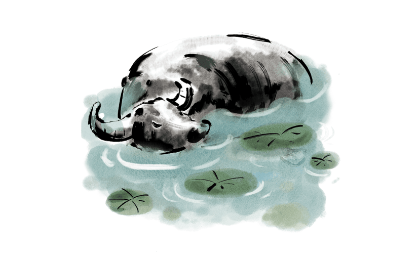 大尺寸水墨风牛元素