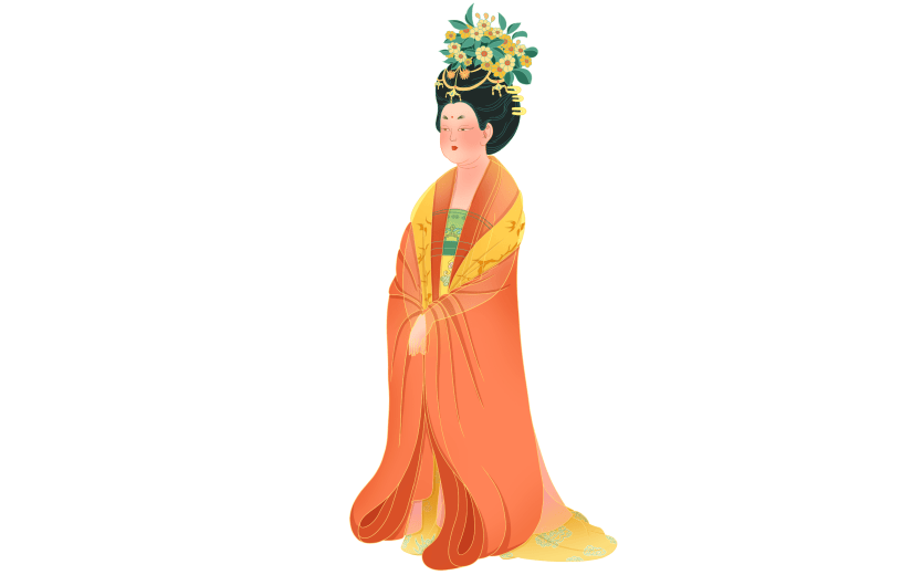 高质量人物插画-国潮细线白描