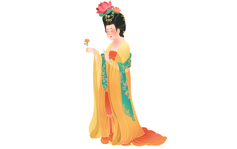 高质量人物插画-国潮细线白描