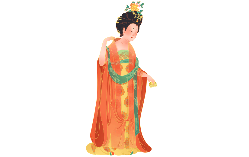 高质量人物插画-国潮细线白描