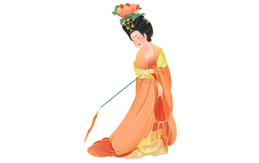 高质量人物插画-国潮细线白描