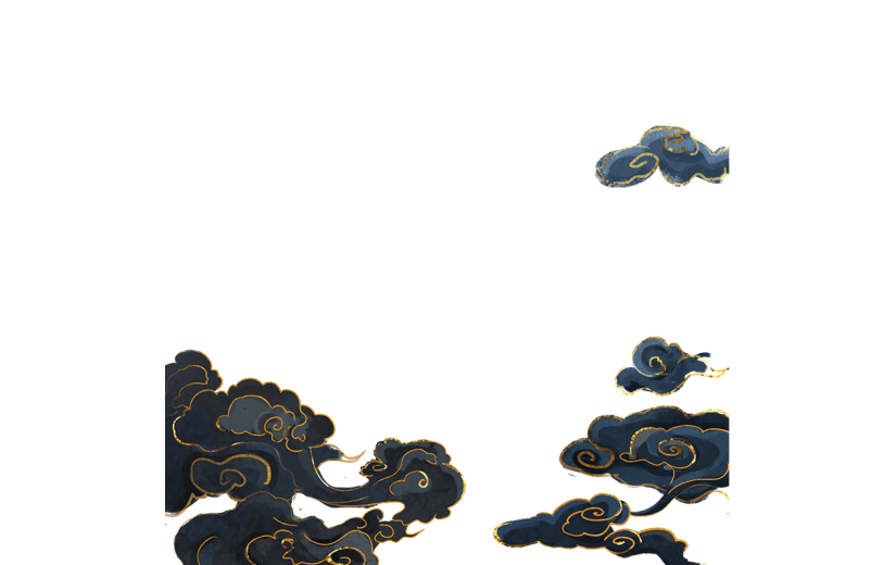 国潮风人物插画素材贴纸–云