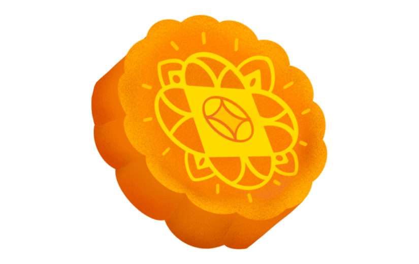 中秋节主题元素插画贴纸-月饼