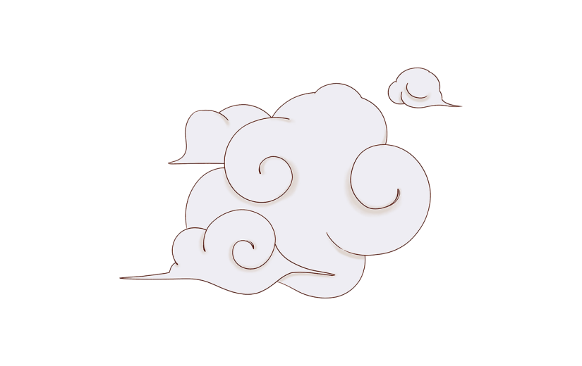 中式圣诞节创意插画贴纸-云