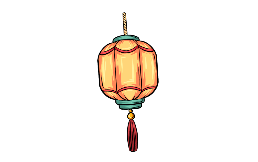 春节国潮风手绘插画贴纸--灯笼