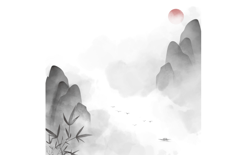 国风山水植物套系贴纸
