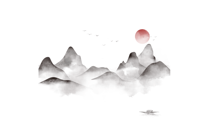 国风山水植物套系贴纸
