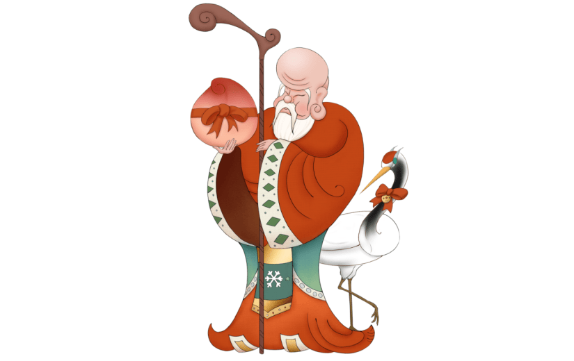 牛年春节创意国潮插画-寿星公