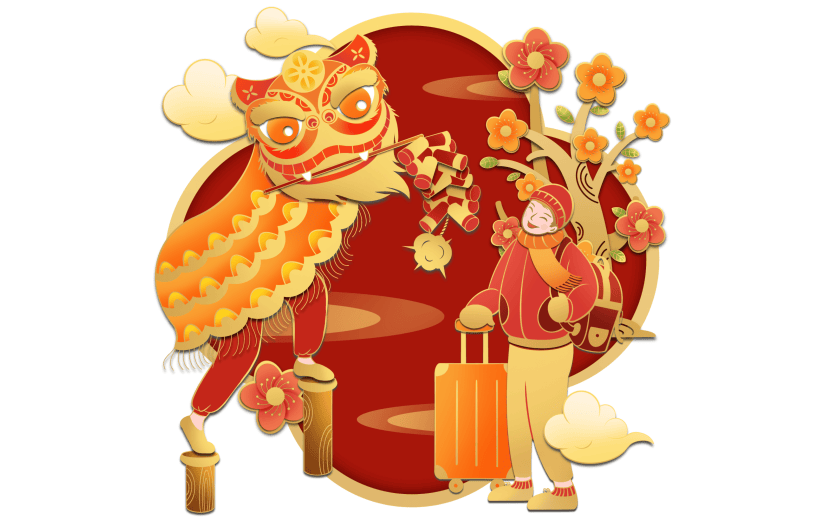 春节折纸风组合大尺寸贴纸