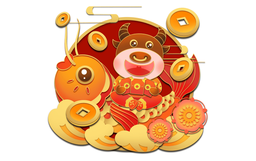 春节折纸风组合大尺寸贴纸