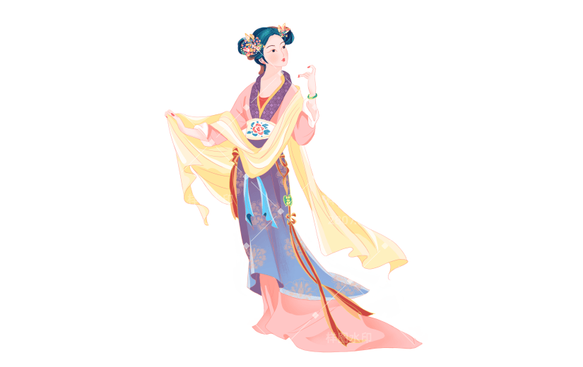 国潮细线白描文创产品素材