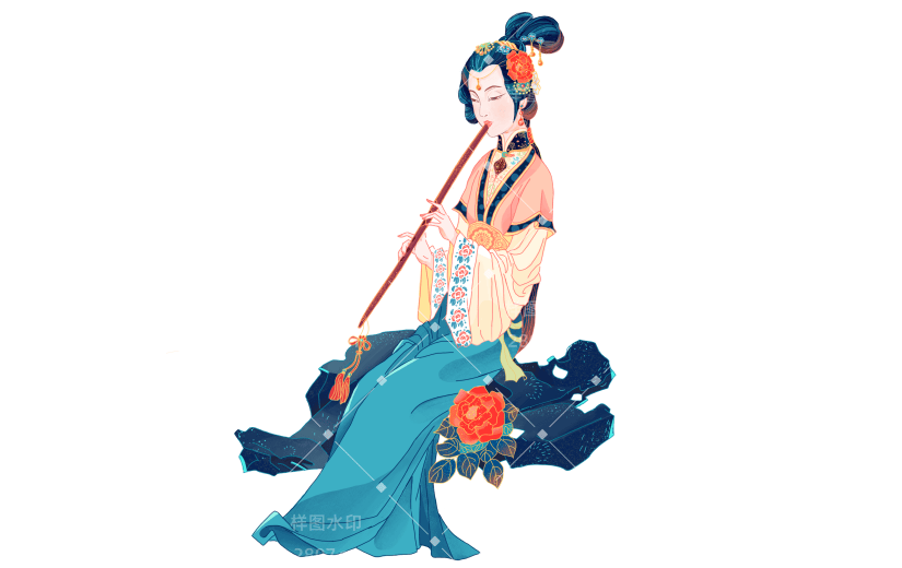 国潮细线白描文创产品素材